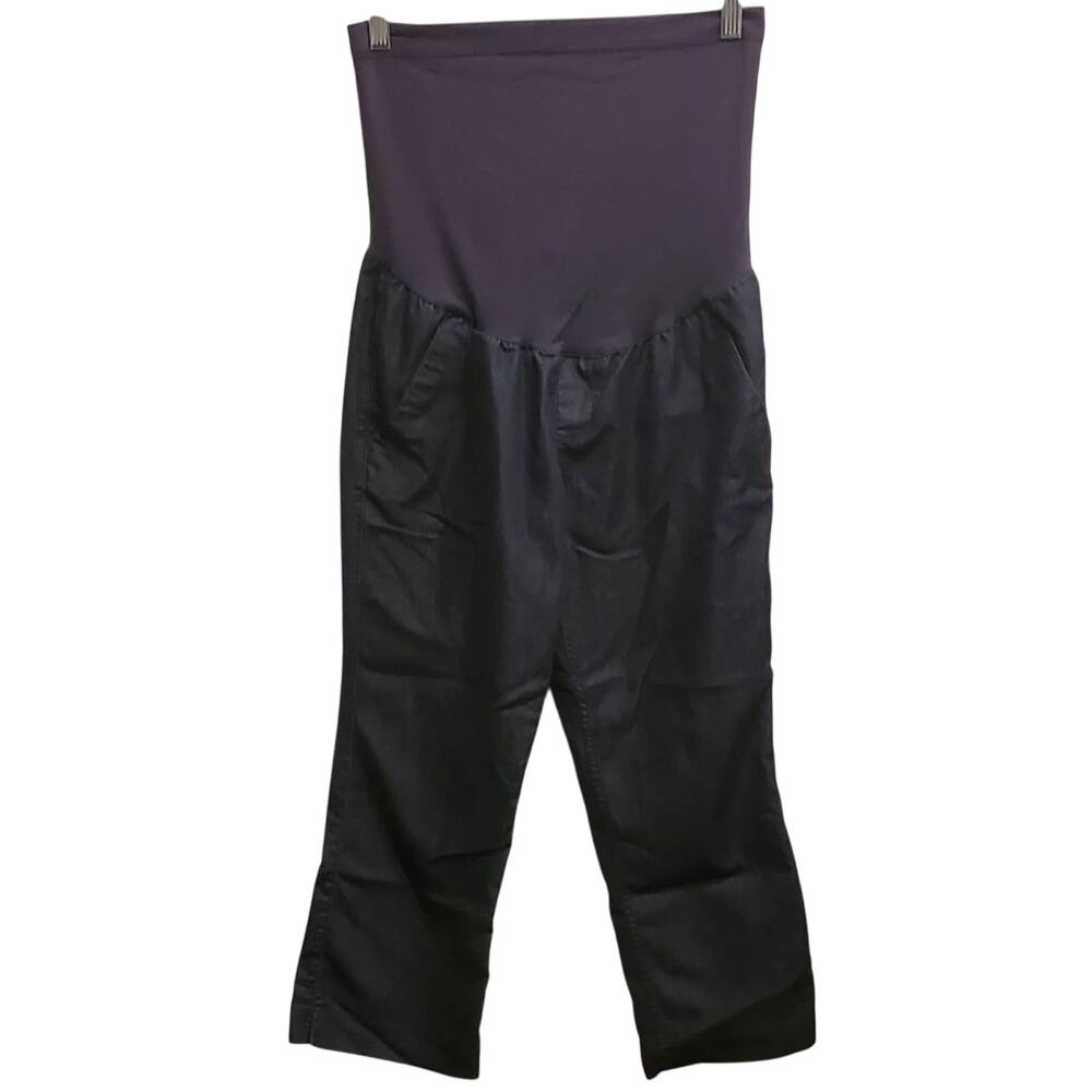 LIZ Lange Maternity Black Cropped Pants with Shine Size Small